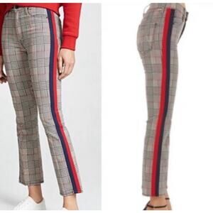 Mother Denim The Insider Ankle Plaid Orange/Black Flare Pants 28" Inseam Size 24